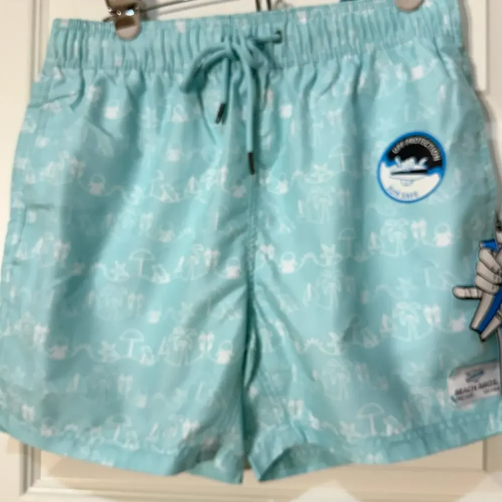 Beach Bros Quick Dry Swim Trunks / Shorts, Mint Green and White, Men's Size M